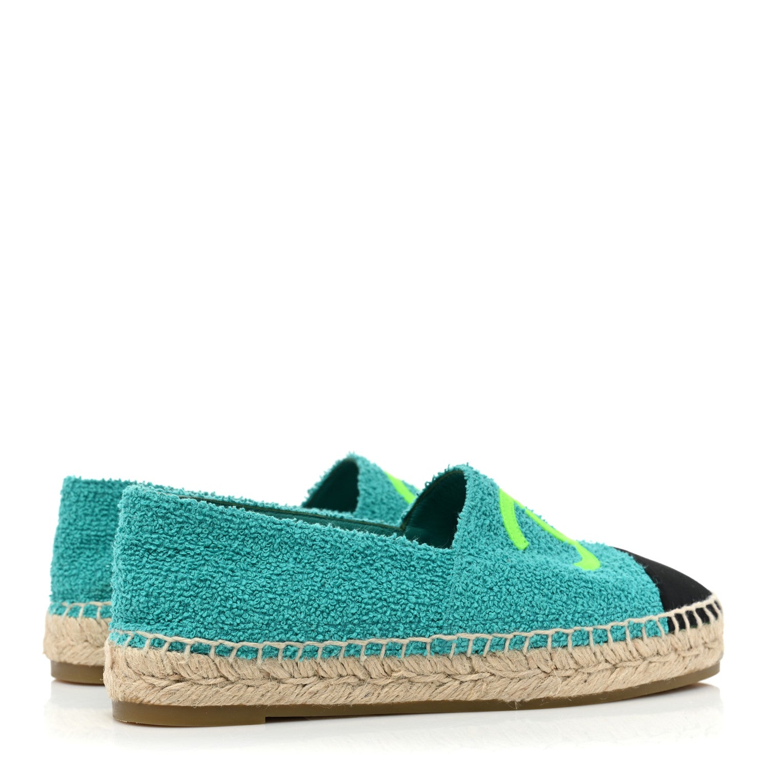 Chanel Fabric Grosgrain CC Espadrilles 37 Green Black 4 of 10
