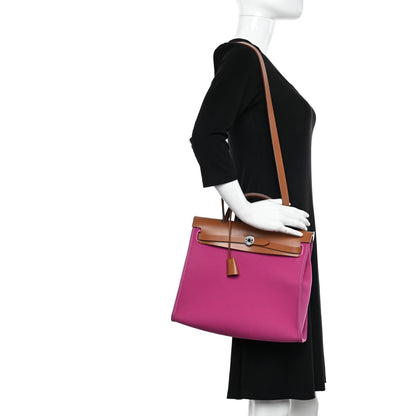 Hermes Vache Hunter Toile Herbag Zip 31 PM Magnolia Fauve 2 of 12