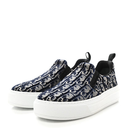 Christian Dior Velvet Oblique Solar Womens Slip On Sneakers 36 Deep Blue 3 of 9