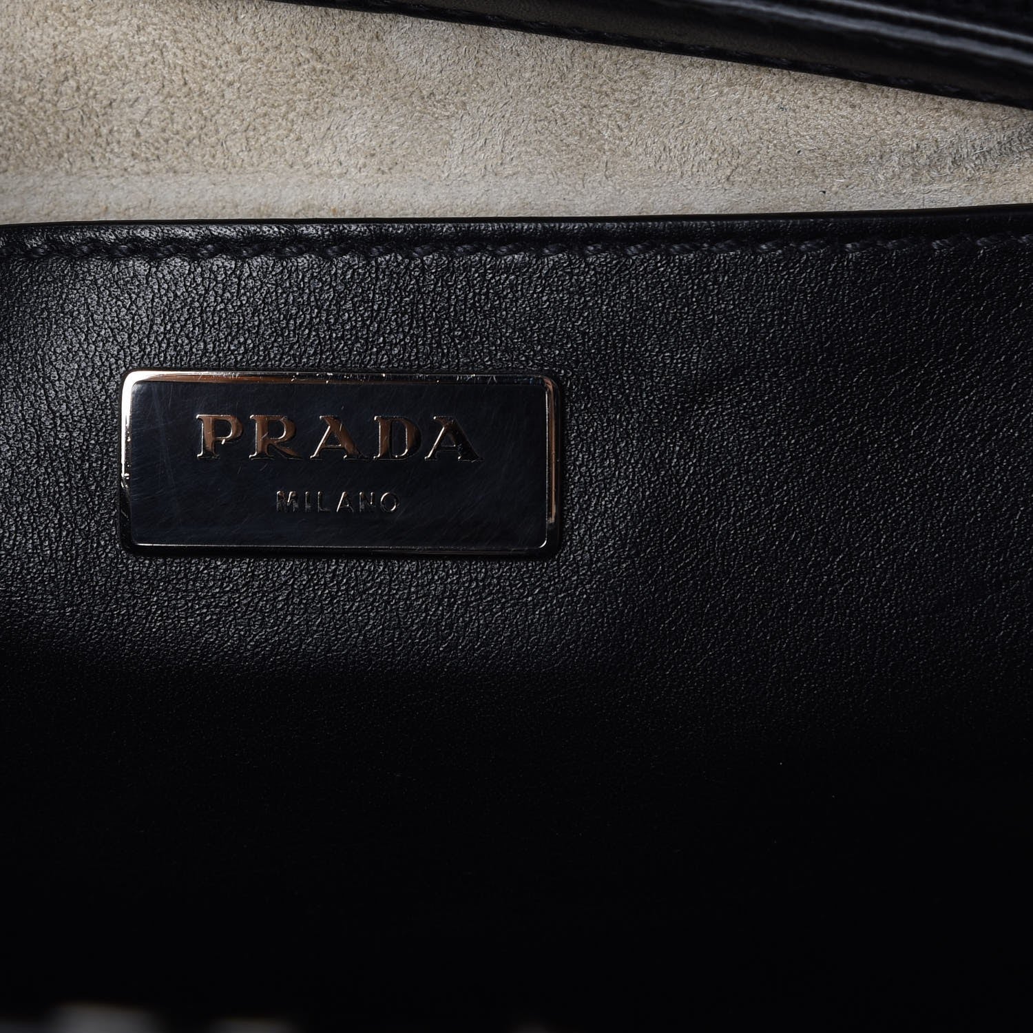 Prada City Calf Small Stitched Twin Pocket Tote Black White 6 of 11
