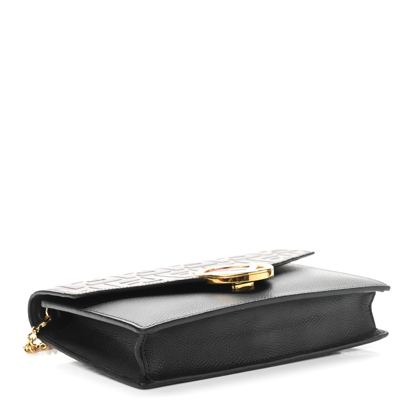 Vitello Cruise F is Fendi Bi-Color FF 1974 Embossed Medium Envelope Wallet On Chain Black Maya