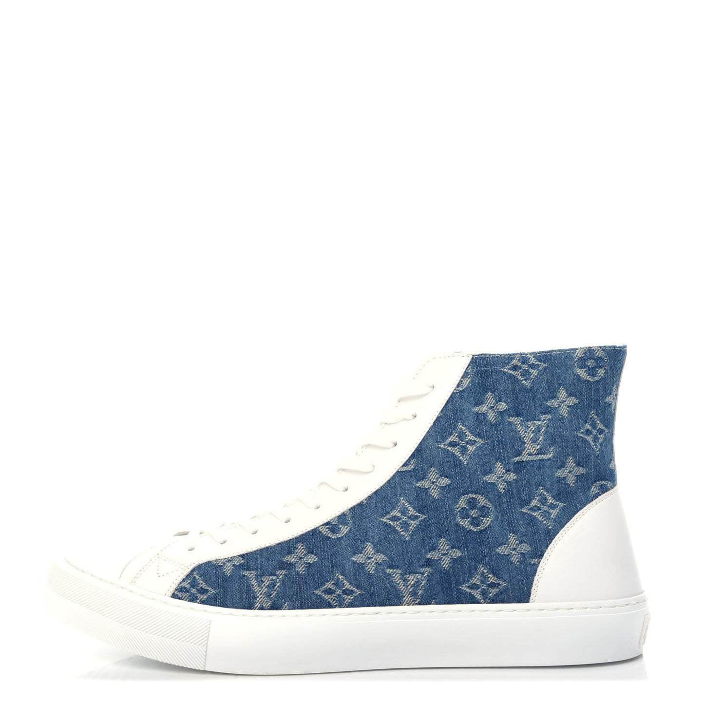 Calfskin Denim Monogram Mens Tattoo Sneaker Boots 11 Blue White
