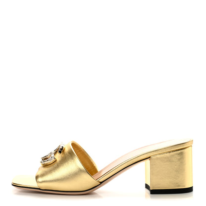 Gucci Metallic Nappa Horsebit Cross Strap 95mm Sandals 36 Gold 1 of 11