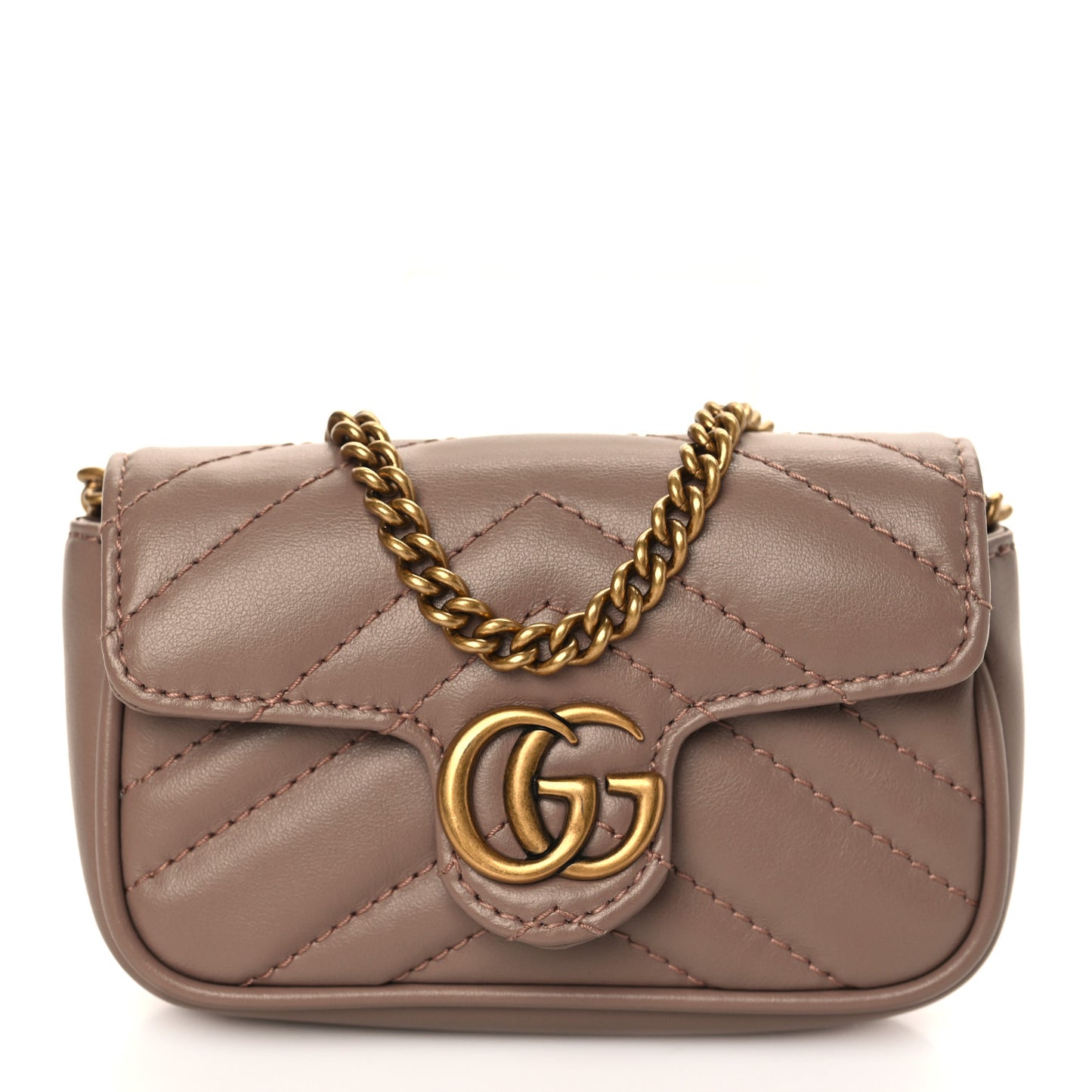 Calfskin Matelasse Heart GG Marmont 2.0 Coin Purse On A Chain Porcelain Rose