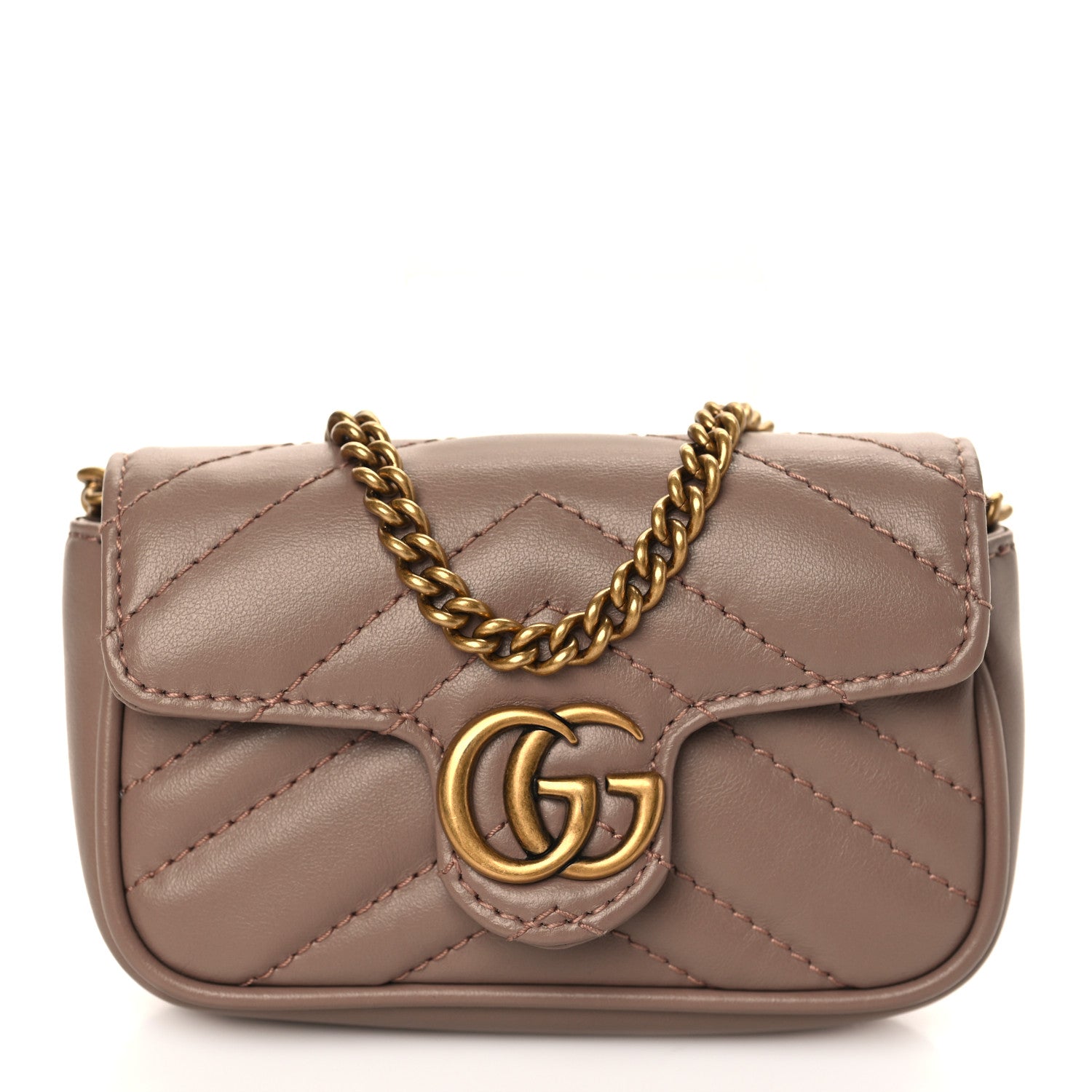 Gucci Calfskin Matelasse Heart GG Marmont 2.0 Coin Purse On A Chain Porcelain Rose 1 of 7