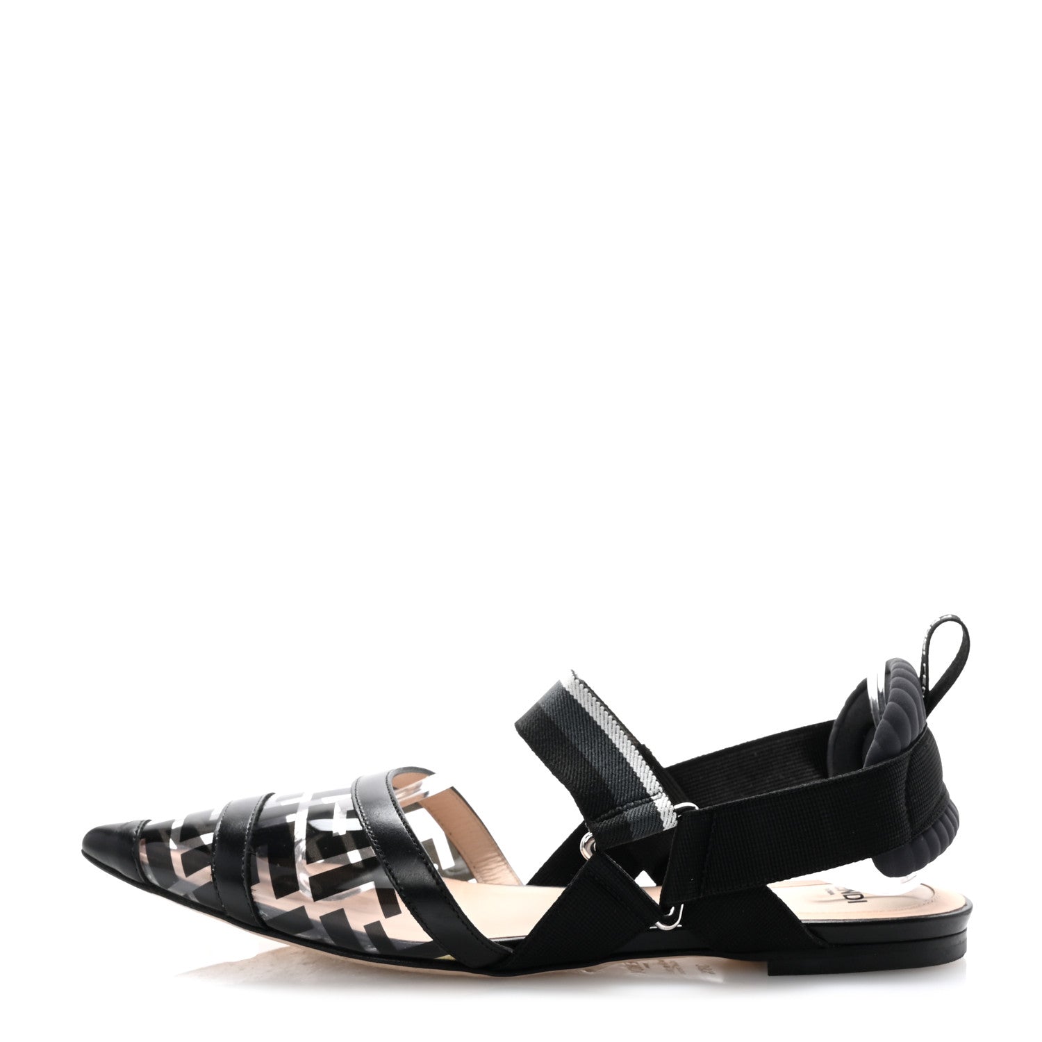 Fendi PVC Calfskin FF Colibri Slingback Ballerina Flats 38.5 Tobacco Moro Black Militare 1 of 8