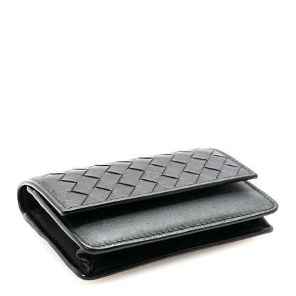 Bottega Veneta Calfskin Intrecciato Flap Card Case Black 4 of 7