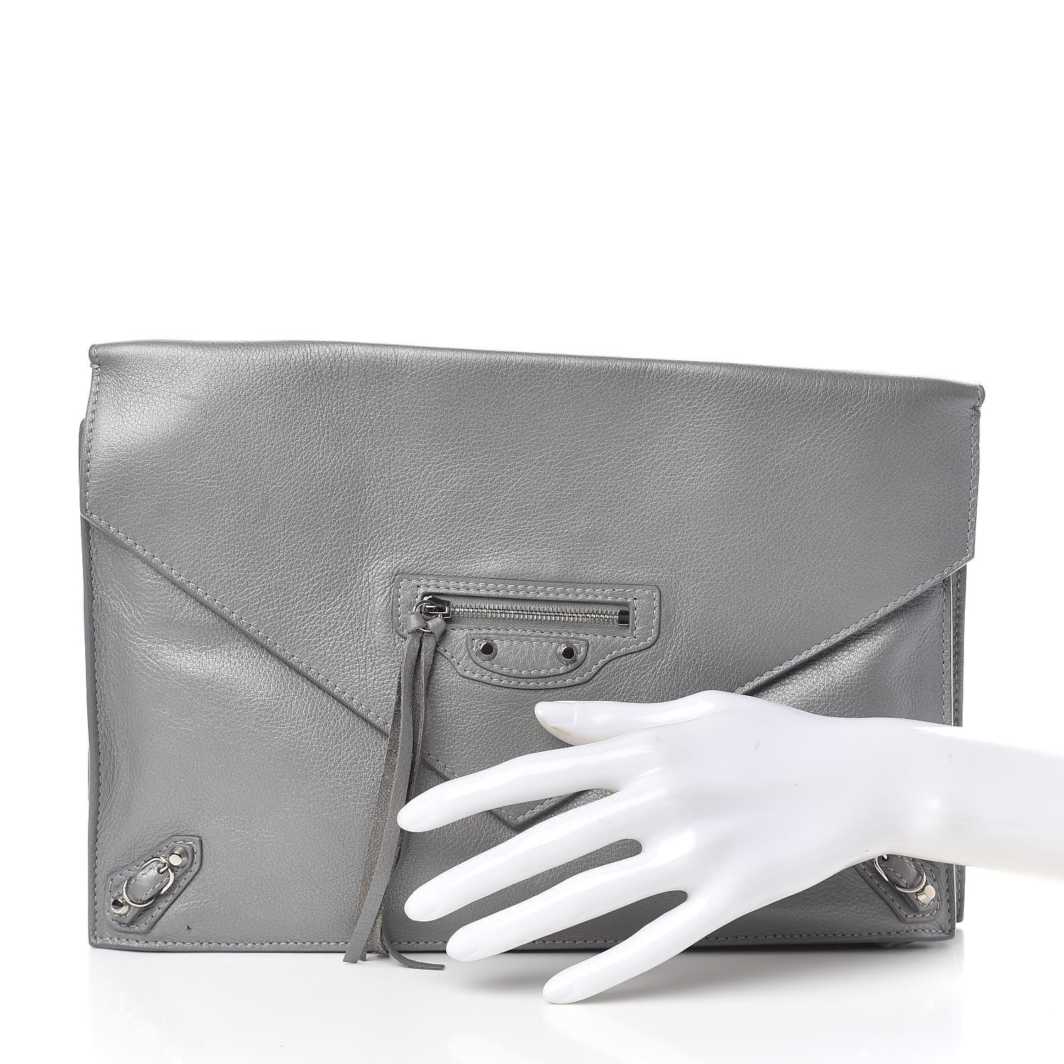 Balenciaga Veau Papier Sight Clutch Gris Metal 2 of 13