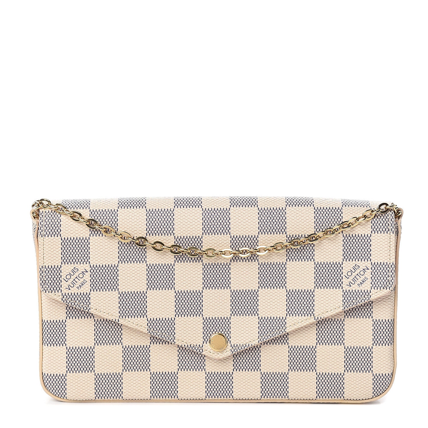 Louis Vuitton Damier Azur Pochette Felicie Chain Wallet Rose Ballerine 1 of 10