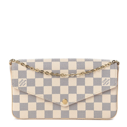 Louis Vuitton Damier Azur Pochette Felicie Chain Wallet Rose Ballerine 1 of 10