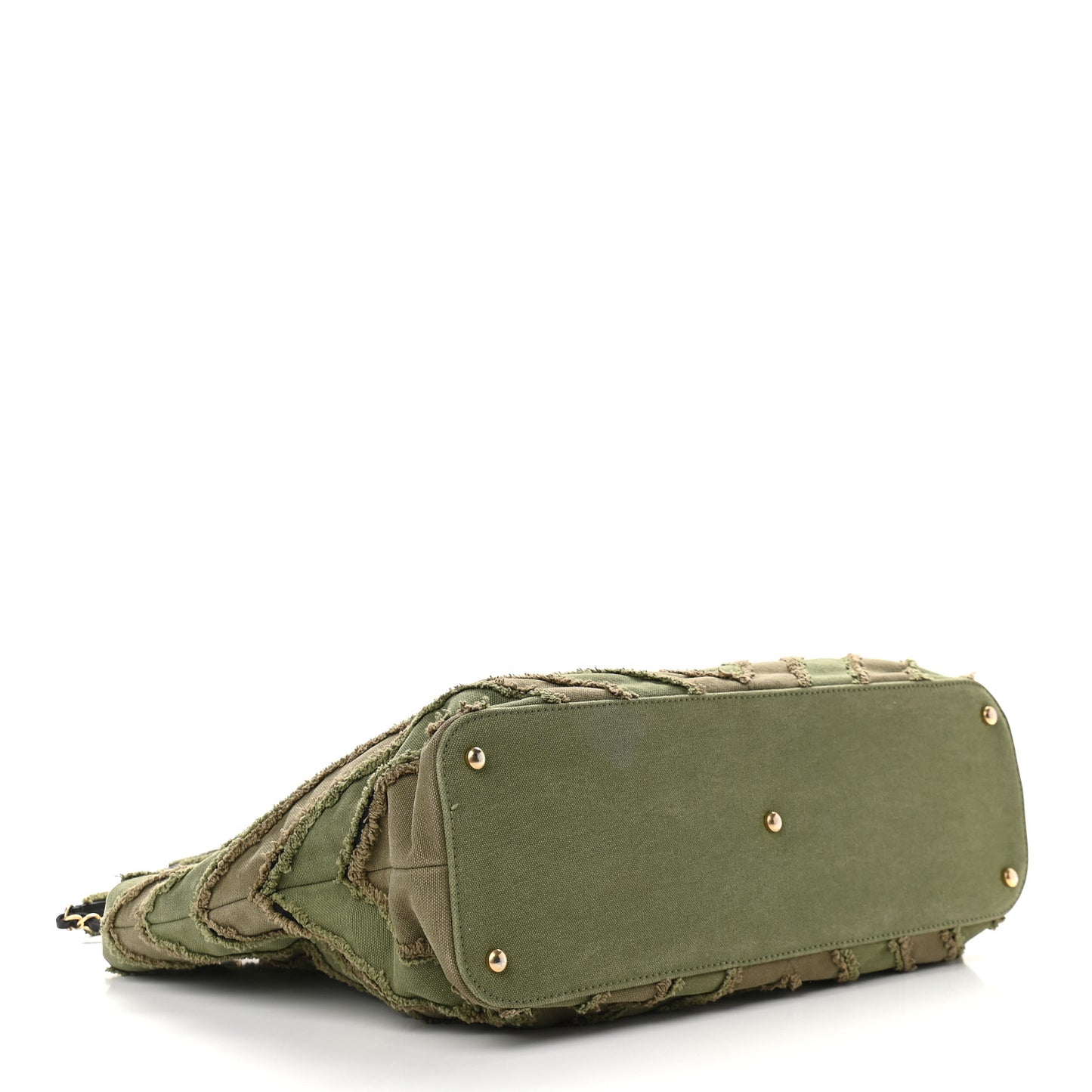 Canvas Chevron Cuba Patchwork Shopper Tote Khaki