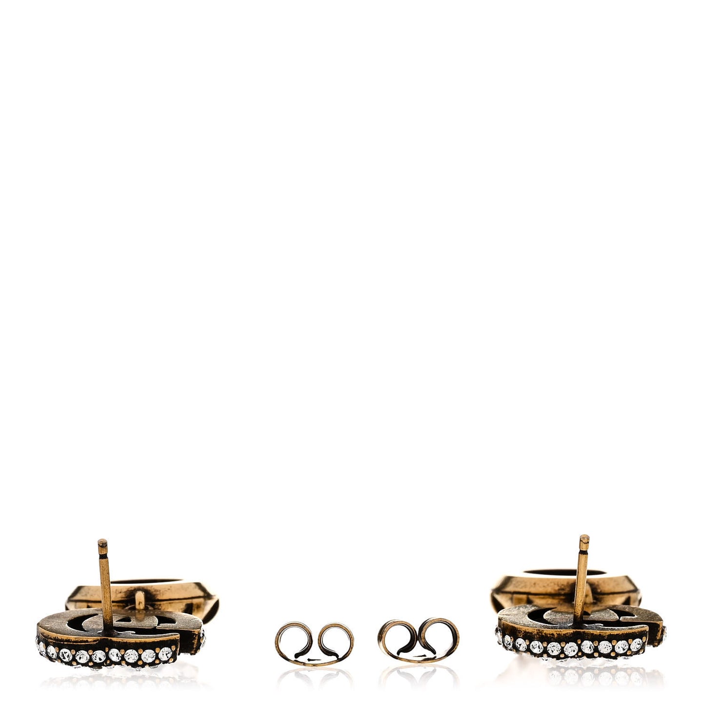 Metal Crystal Double G Drop Earrings Aged Gold
