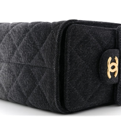 Chanel Washed Denim Quilted Mini Chanel 25 Handbag Black 10 of 11
