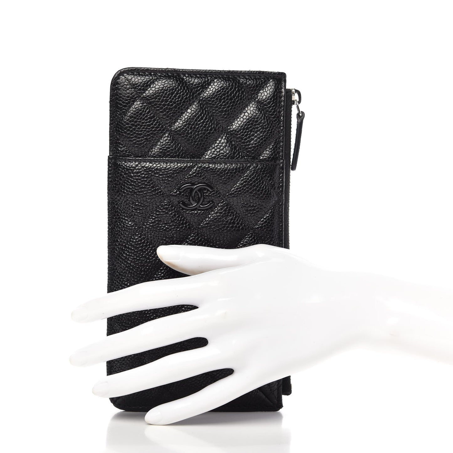 Caviar Quilted Classic Flat Wallet Pouch So Black