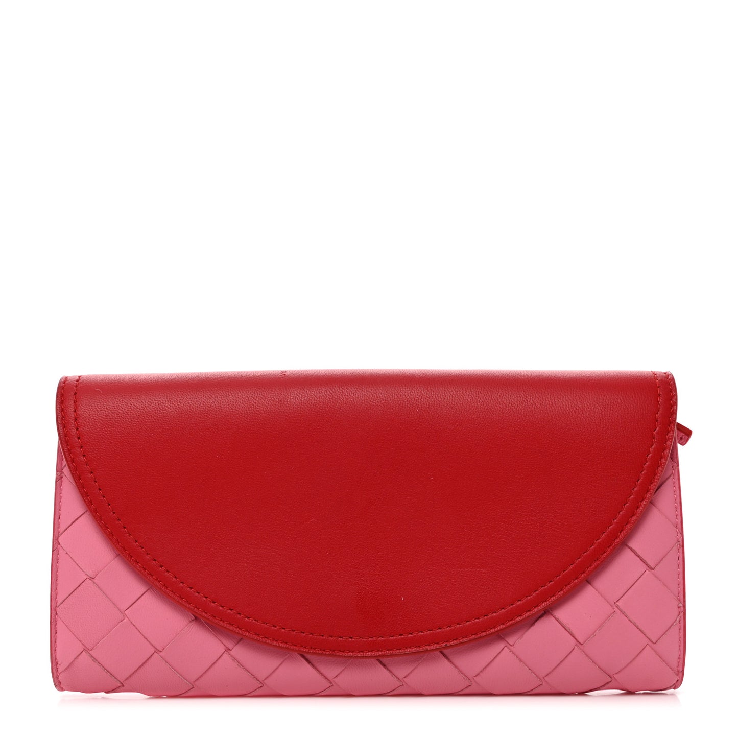 Nappa Intrecciato Continental Flap Wallet Pink Red