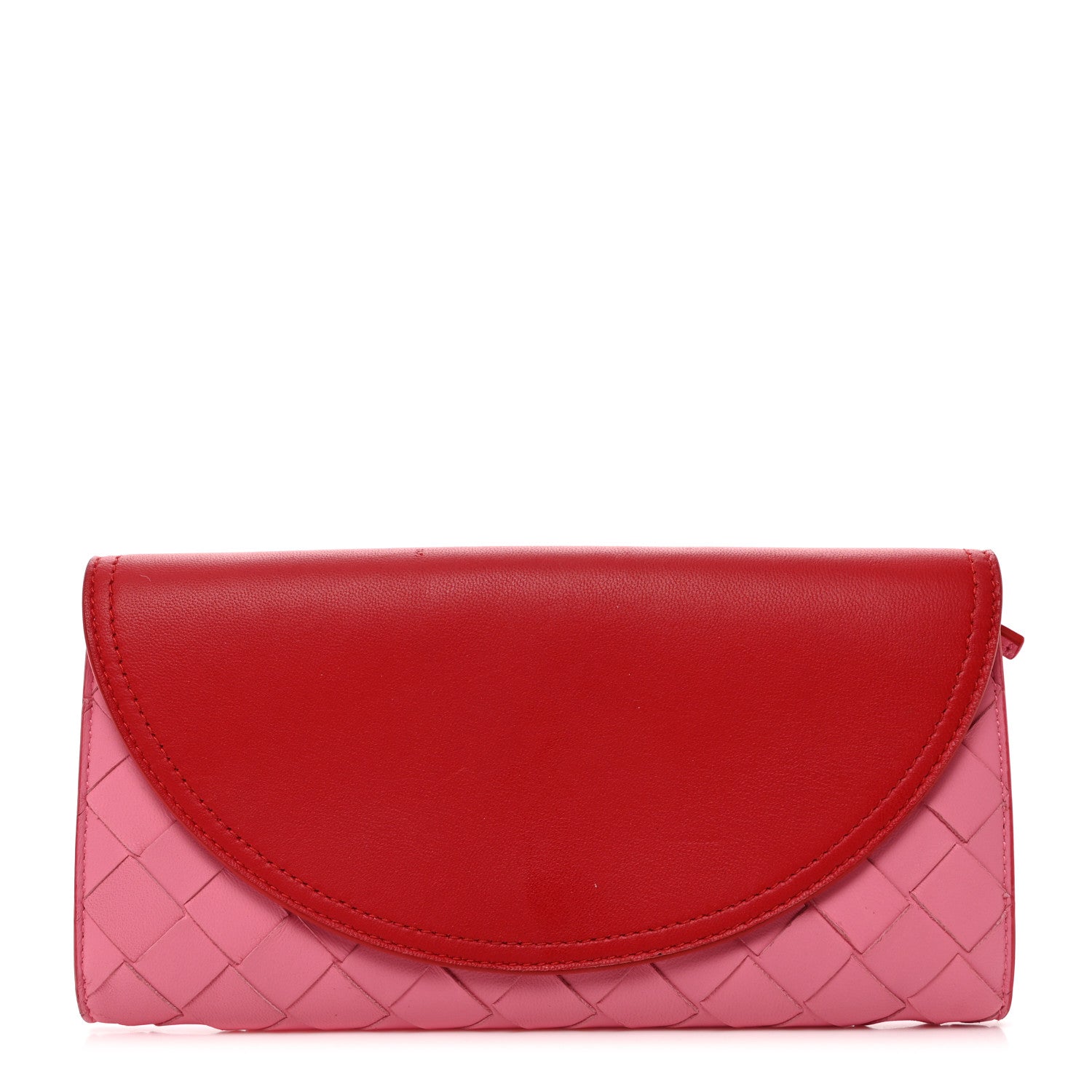 Bottega Veneta Nappa Intrecciato Continental Flap Wallet Pink Red 1 of 7