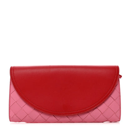 Bottega Veneta Nappa Intrecciato Continental Flap Wallet Pink Red 1 of 7