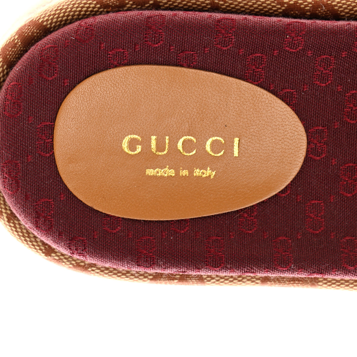Canvas GG Monogram Angelina Platform Slide Sandals 35.5 Beige Ruggine