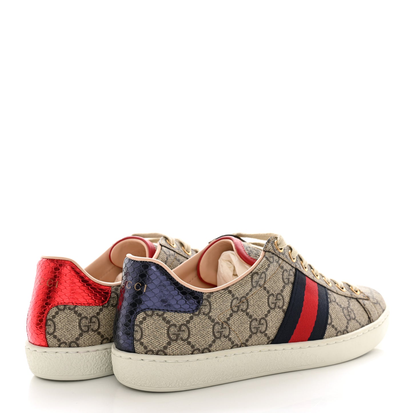 GG Supreme Monogram Womens Ace Low-Top Sneaker 37 Beige