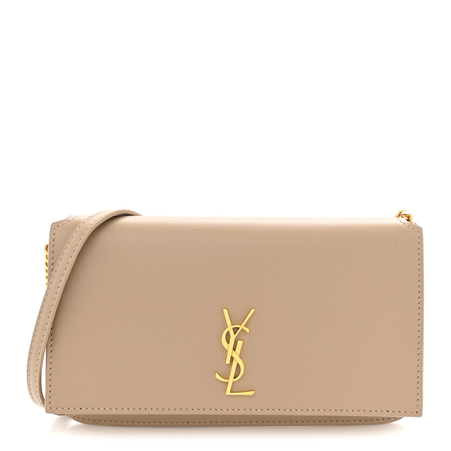 Smooth Calfskin Monogram Phone Holder Crossbody Dark Beige