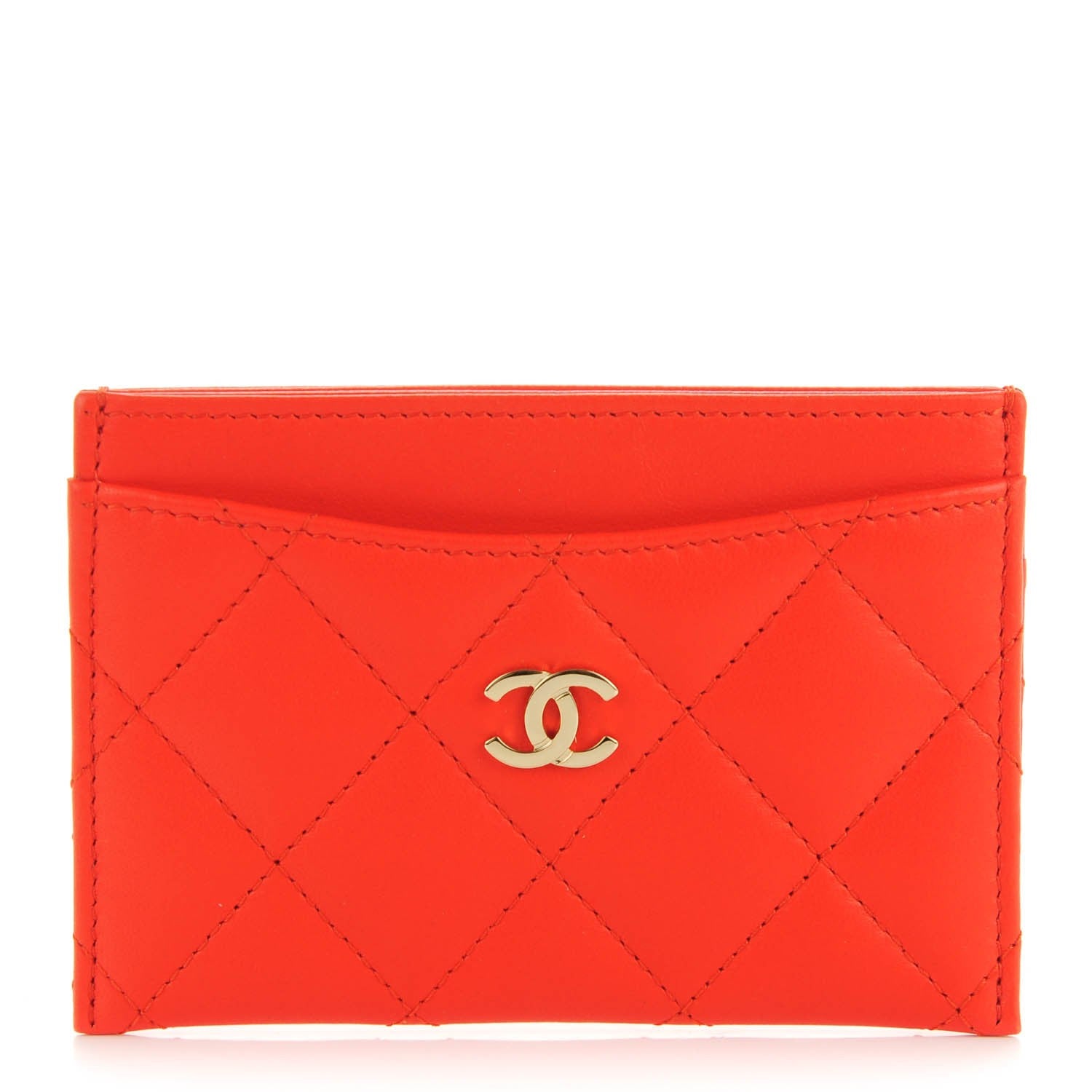 Chanel Lambskin Quilted Card Holder Red 1 of 8