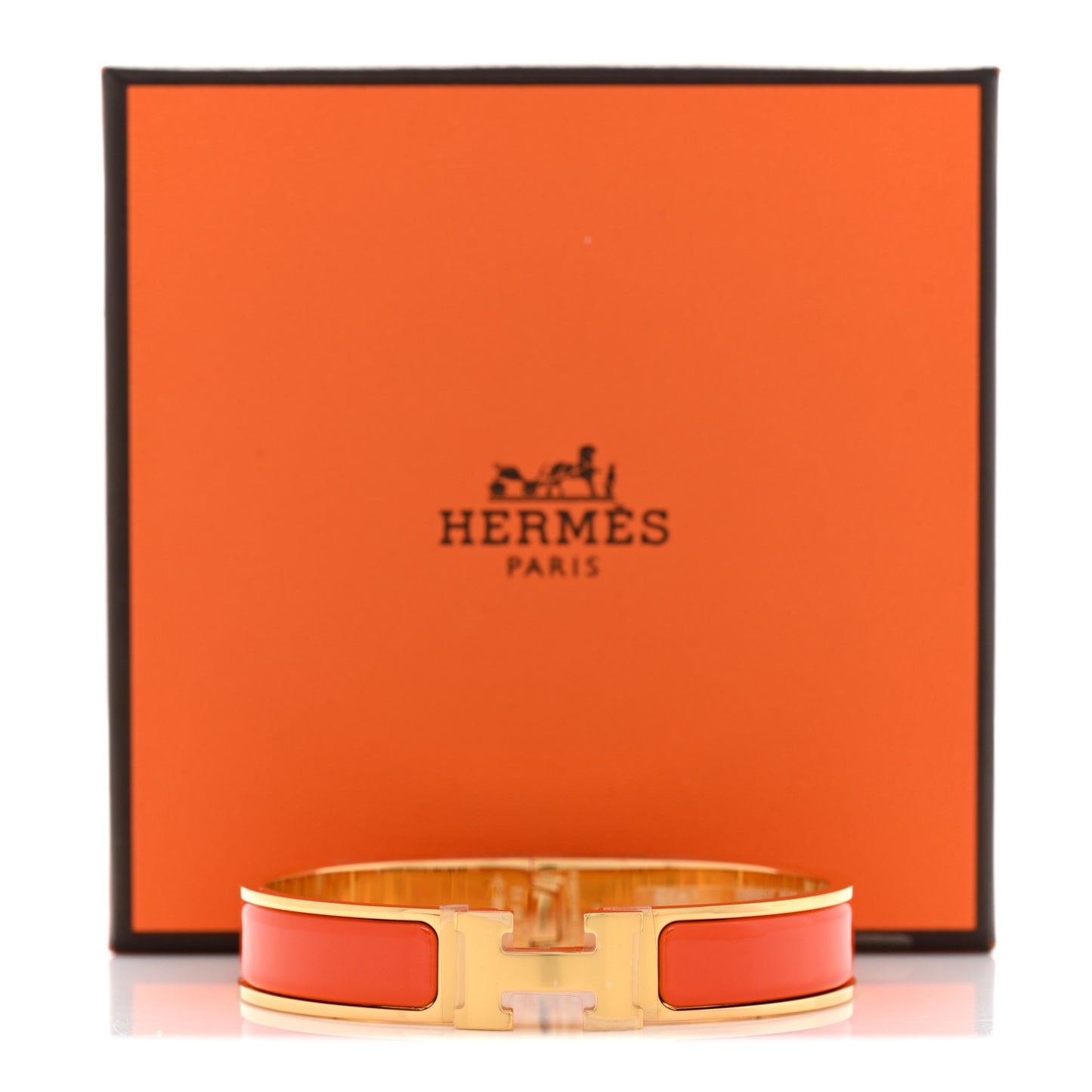 Enamel Narrow Clic Clac H Bracelet GM Orange Fruite