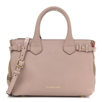 Burberry Grainy Calfskin House Check Small Banner Tote Nude Blush 1 of 15