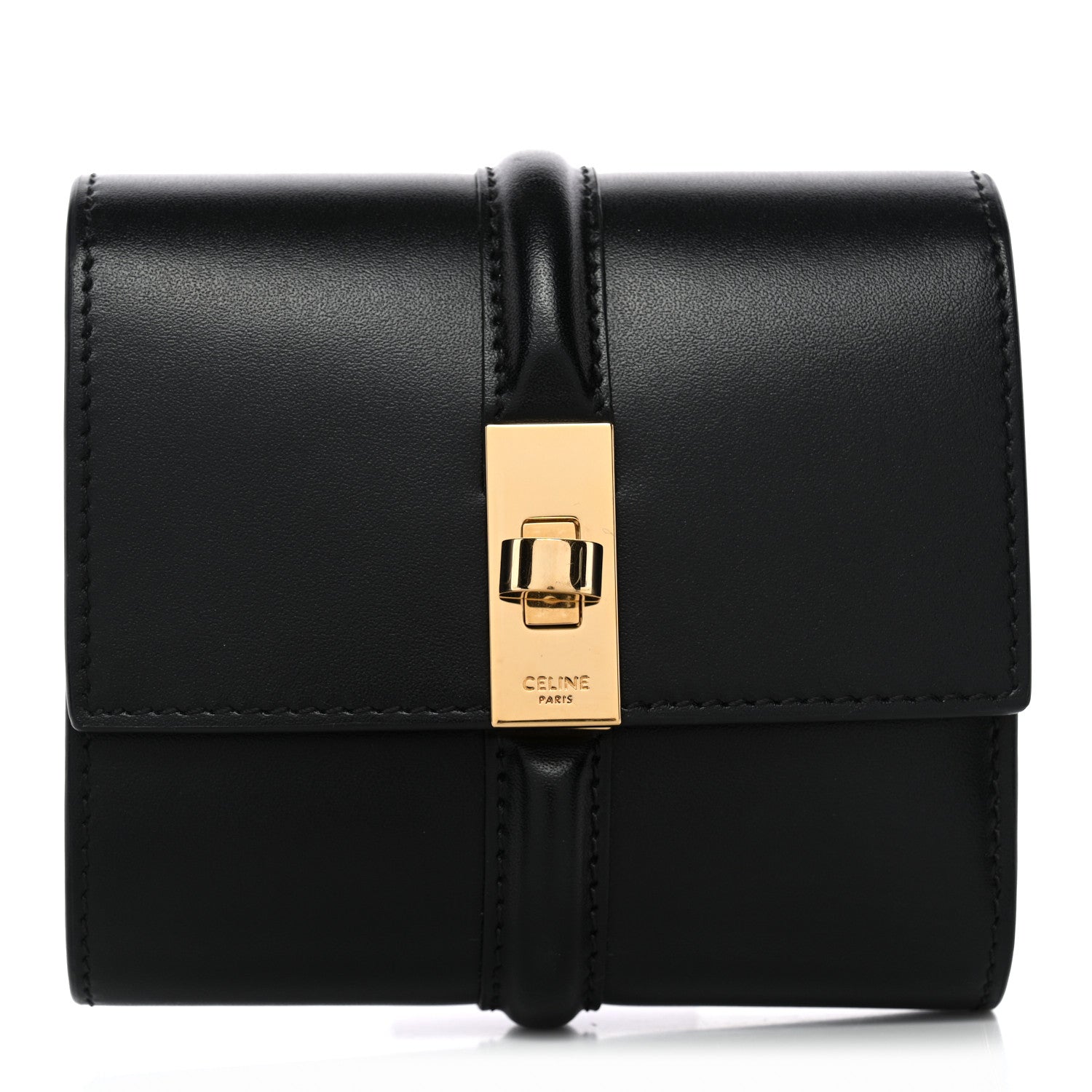 Celine Satinated Calfskin 16 Small Tri-Fold Wallet Black 1 of 8