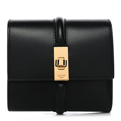 Celine Satinated Calfskin 16 Small Tri-Fold Wallet Black 1 of 8