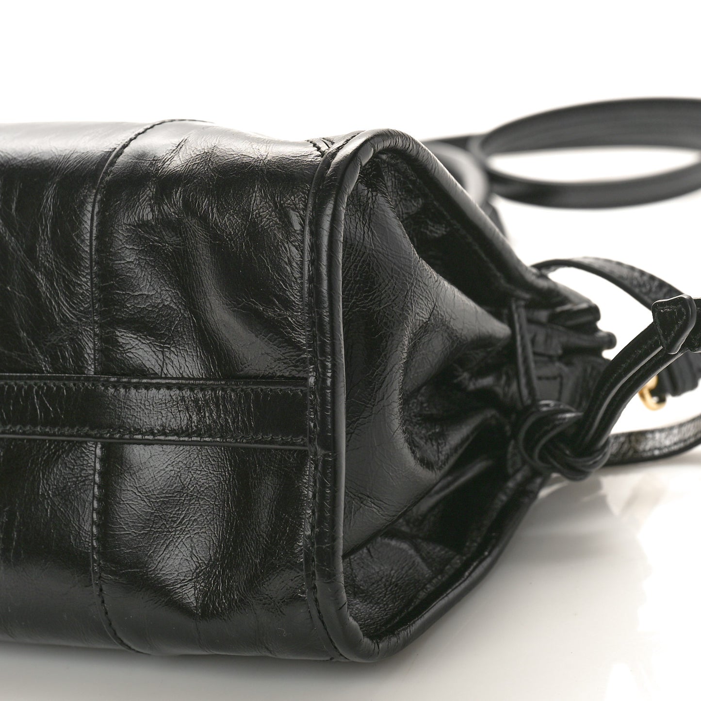 Shiny Nappa Medium Shoulder Bag Black