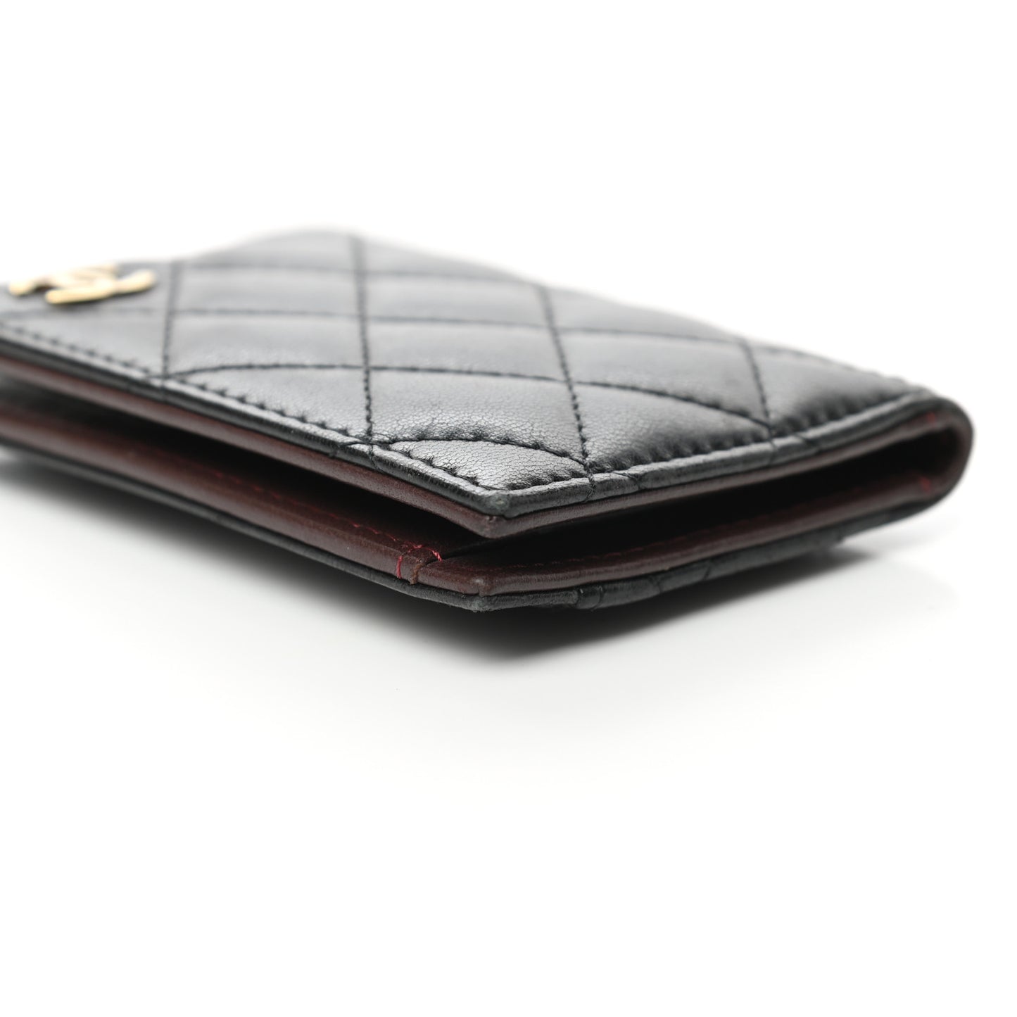Lambskin Quilted Card Holder Wallet Black