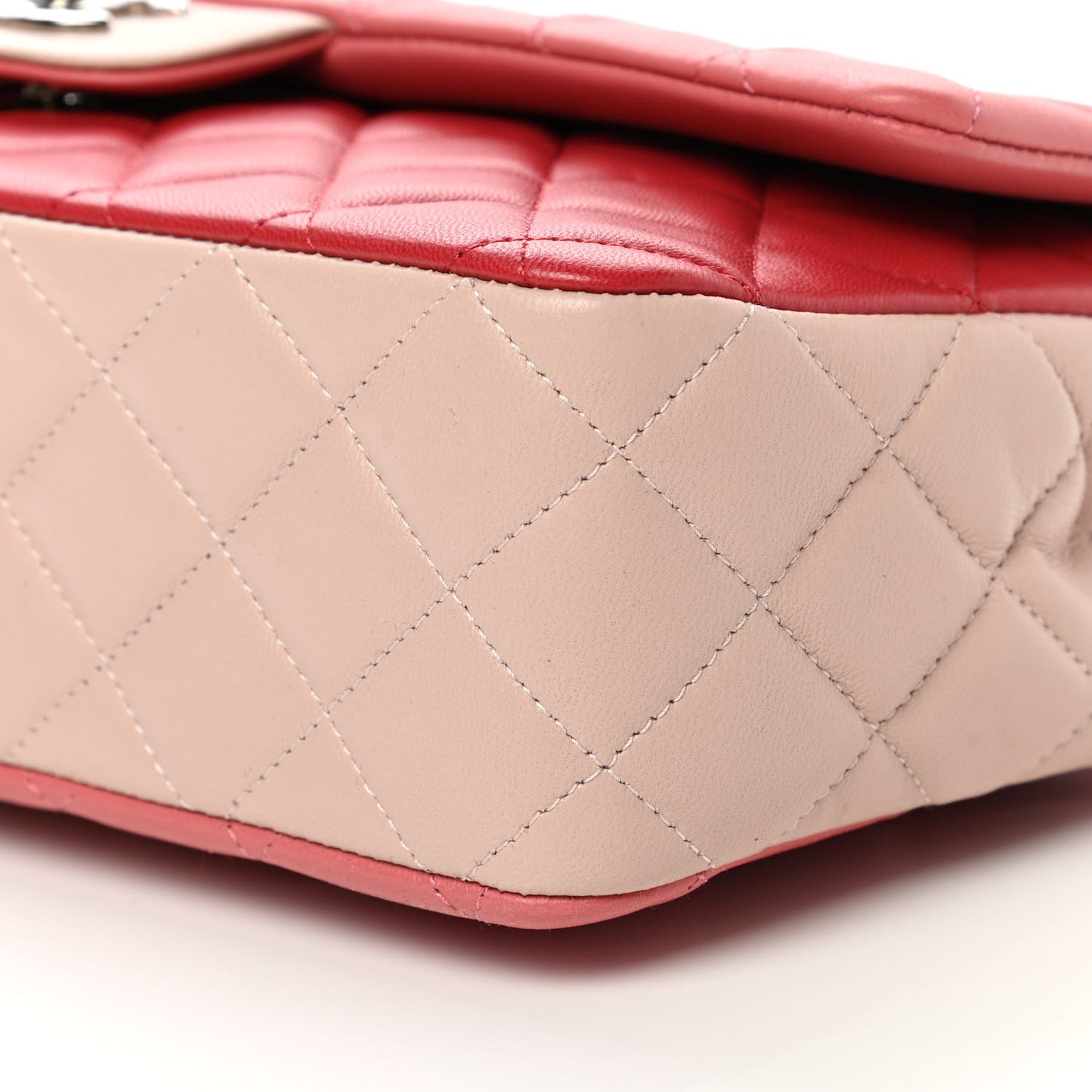 Lambskin Quilted Tri-Color Medium Valentine Charms Single Flap Pink