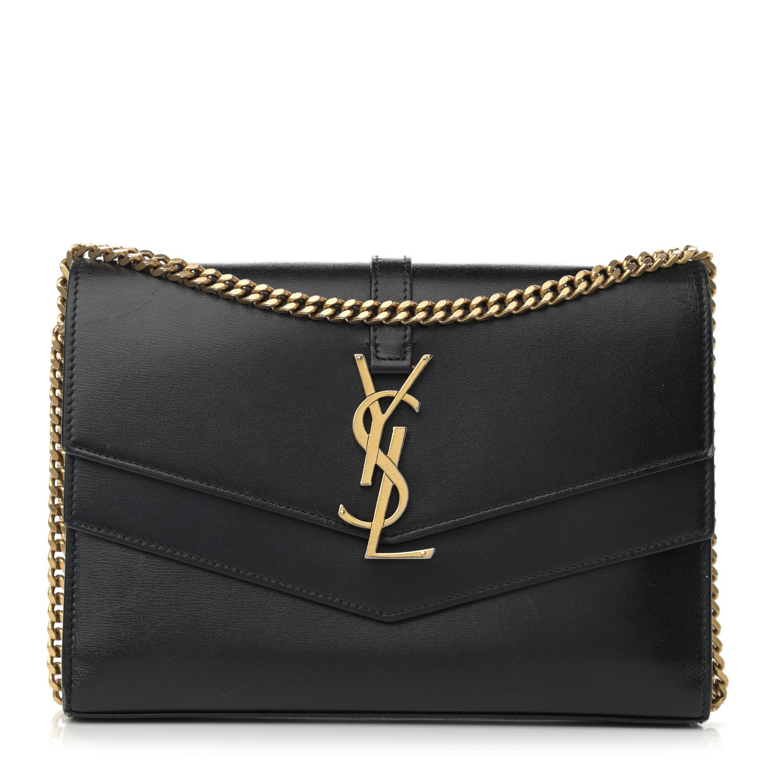 Saint Laurent Smooth Calfskin Monogram Sulpice Chain Wallet Black 1 of 16