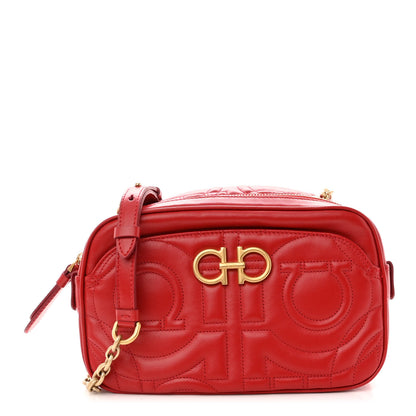 Salvatore Ferragamo Calfskin Quilted Gancini Camera Bag Red 1 of 8