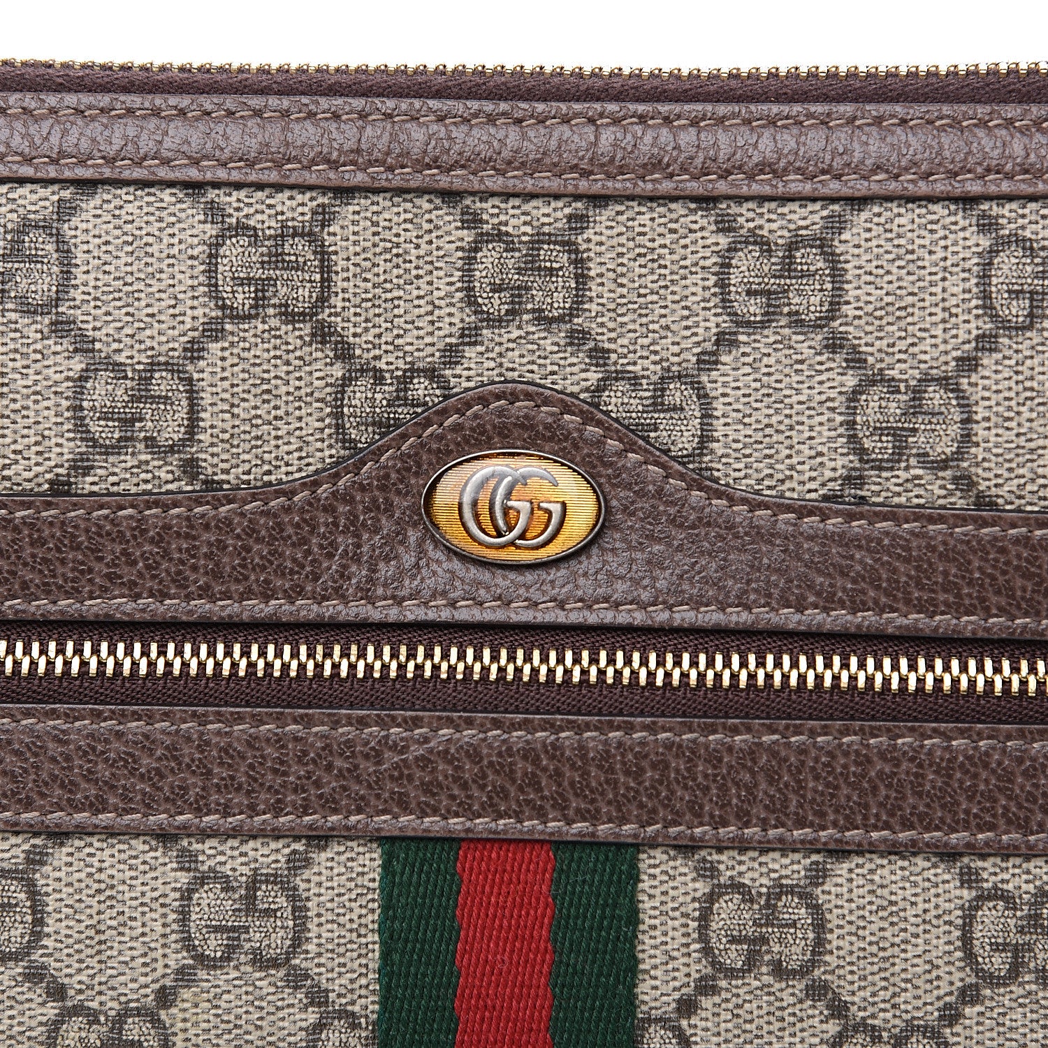 Gucci GG Supreme Monogram Large Ophidia Pouch Clutch Brown 7 of 12