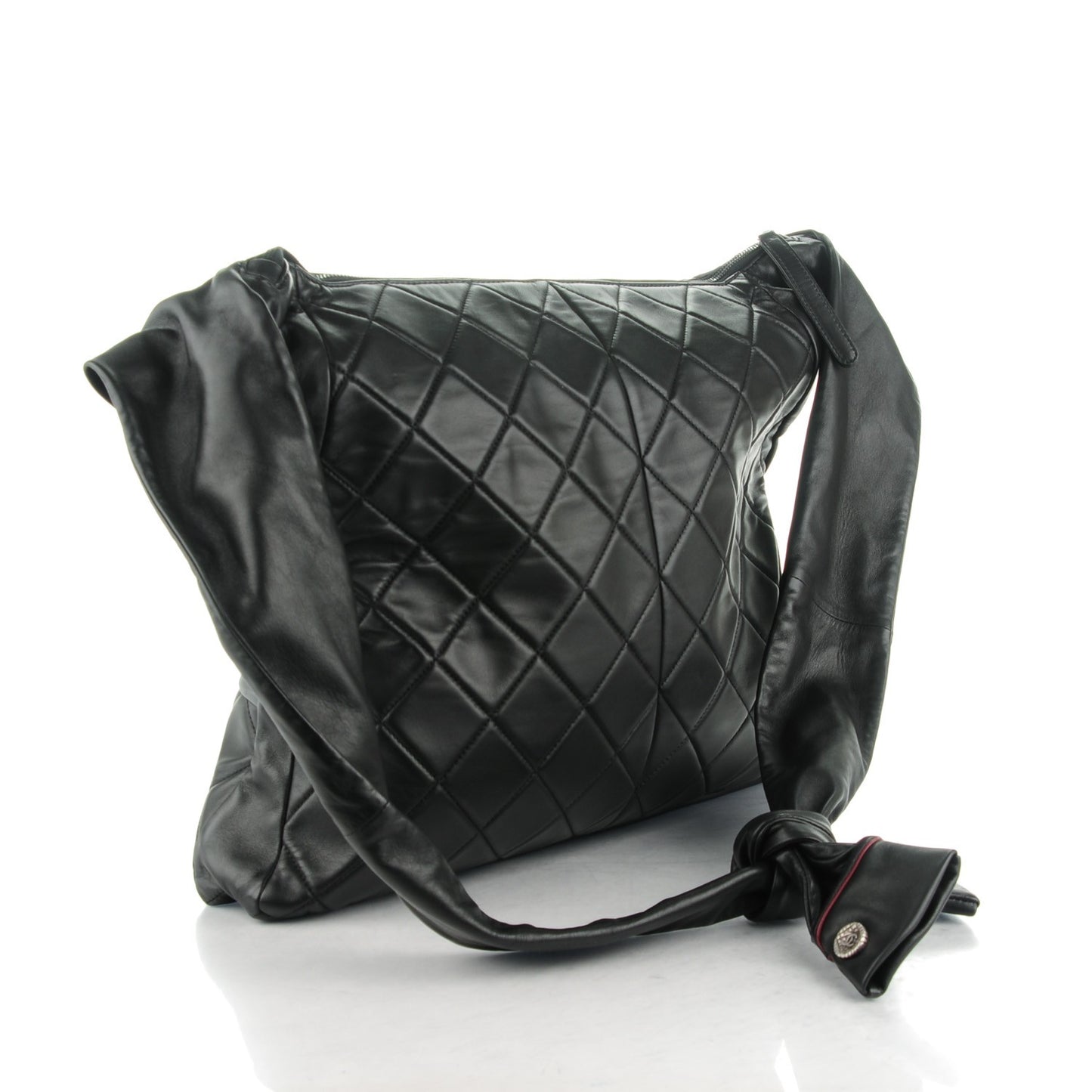 Lambskin Quilted Large Girl Bag Black
