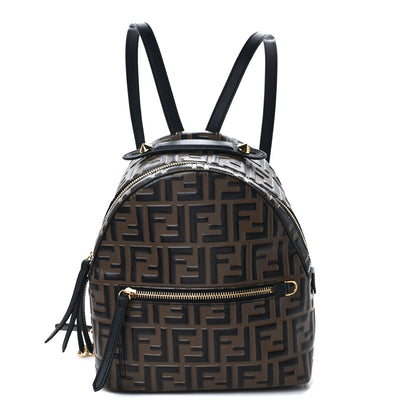 Fendi Vitello Bi-Color FF 1974 Embossed Mini Backpack Maya Black 1 of 9