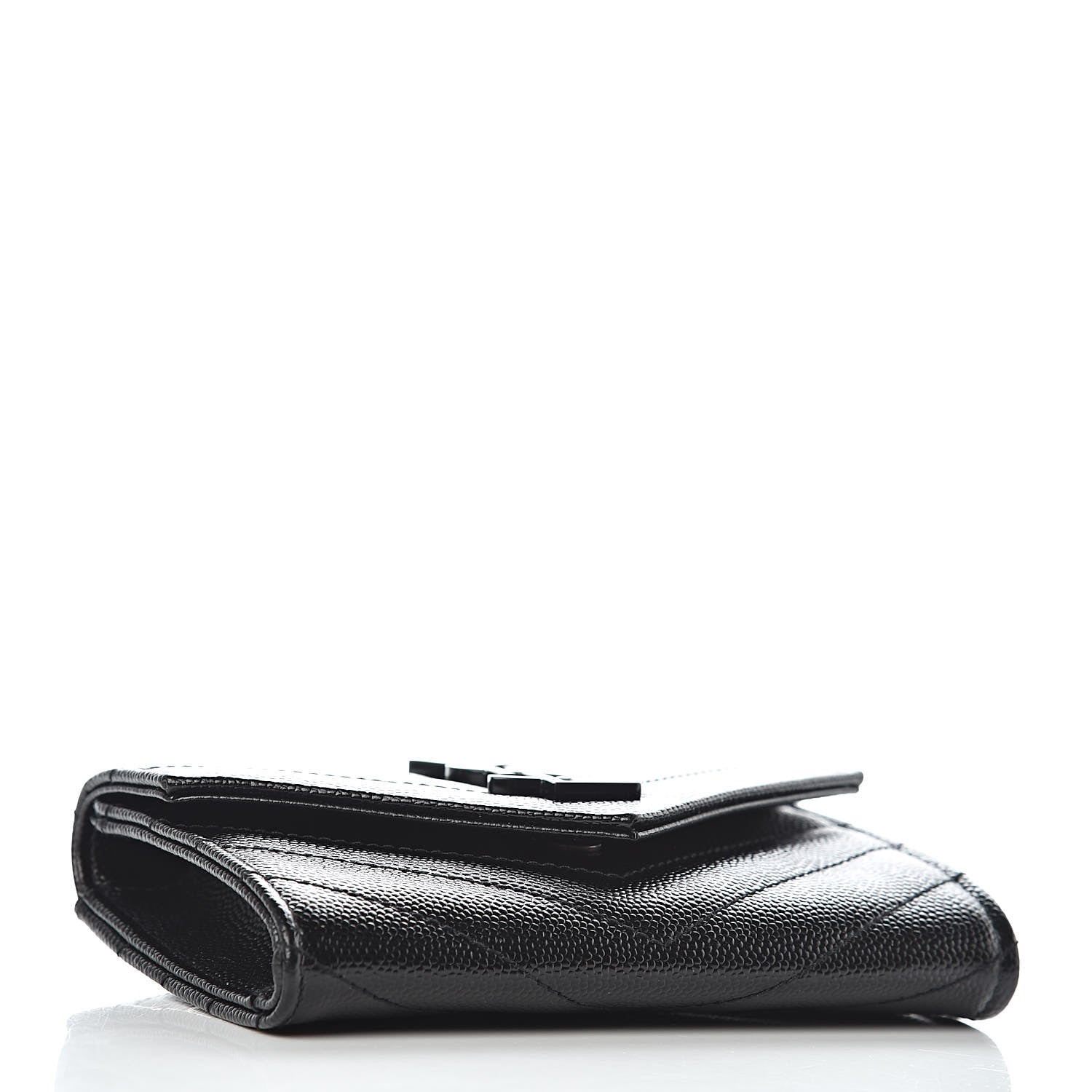 Saint Laurent Grain De Poudre Matelasse Chevron Small Monogram Envelope Wallet Black 4 of 7