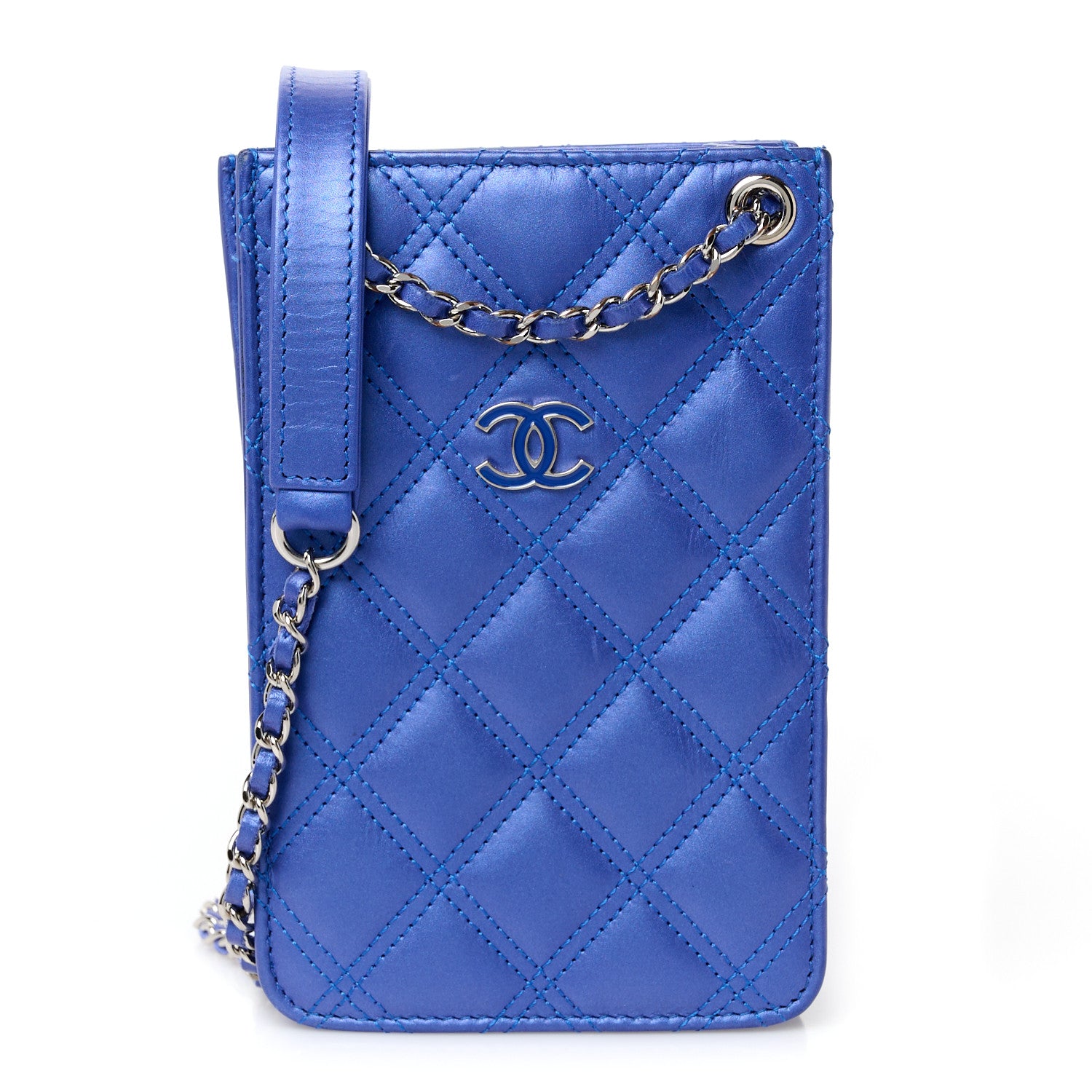 Chanel Calfskin Quilted Crossbody CC Phone Holder Dark Blue 1 of 11