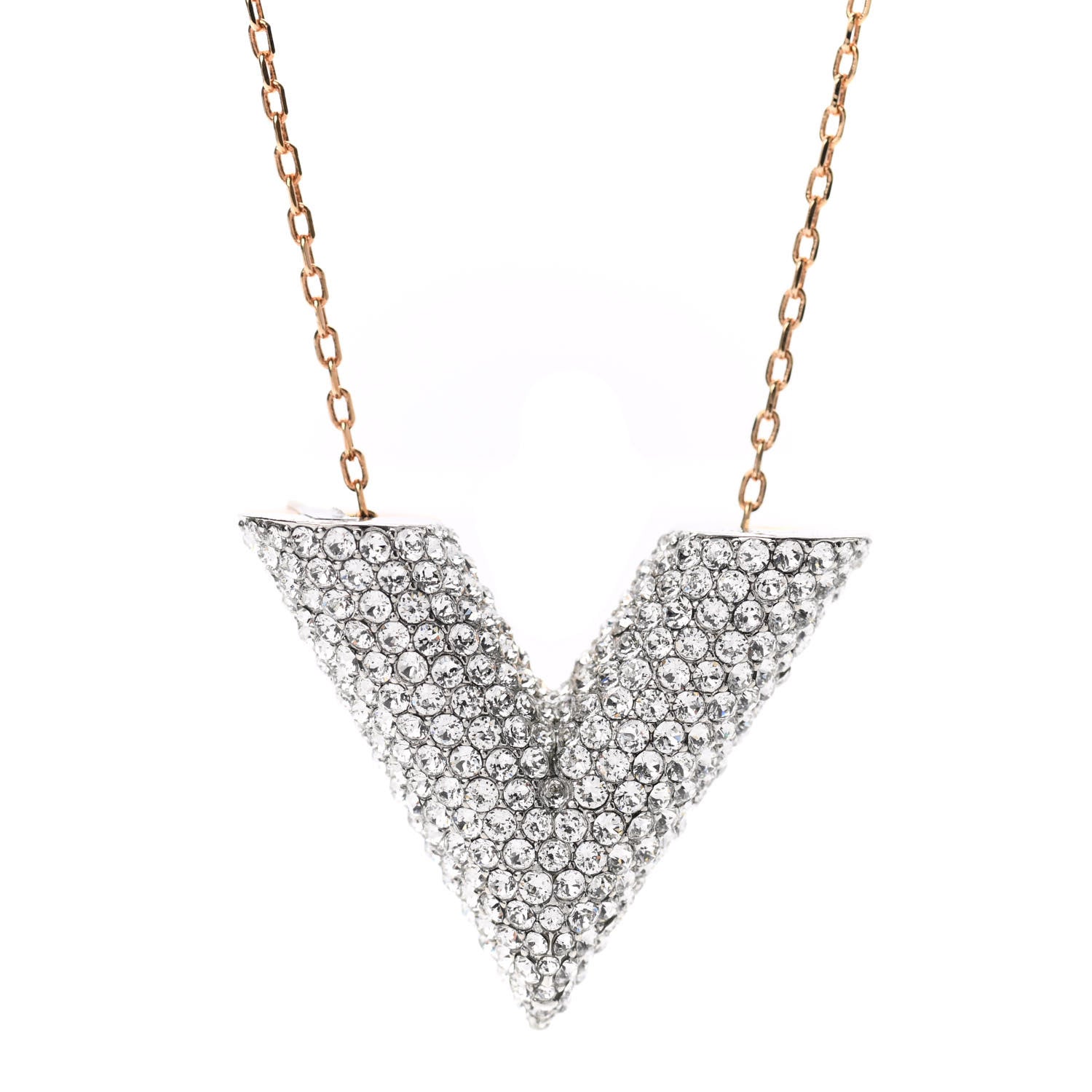 Louis Vuitton Crystal Essential V Necklace Gold 4 of 6