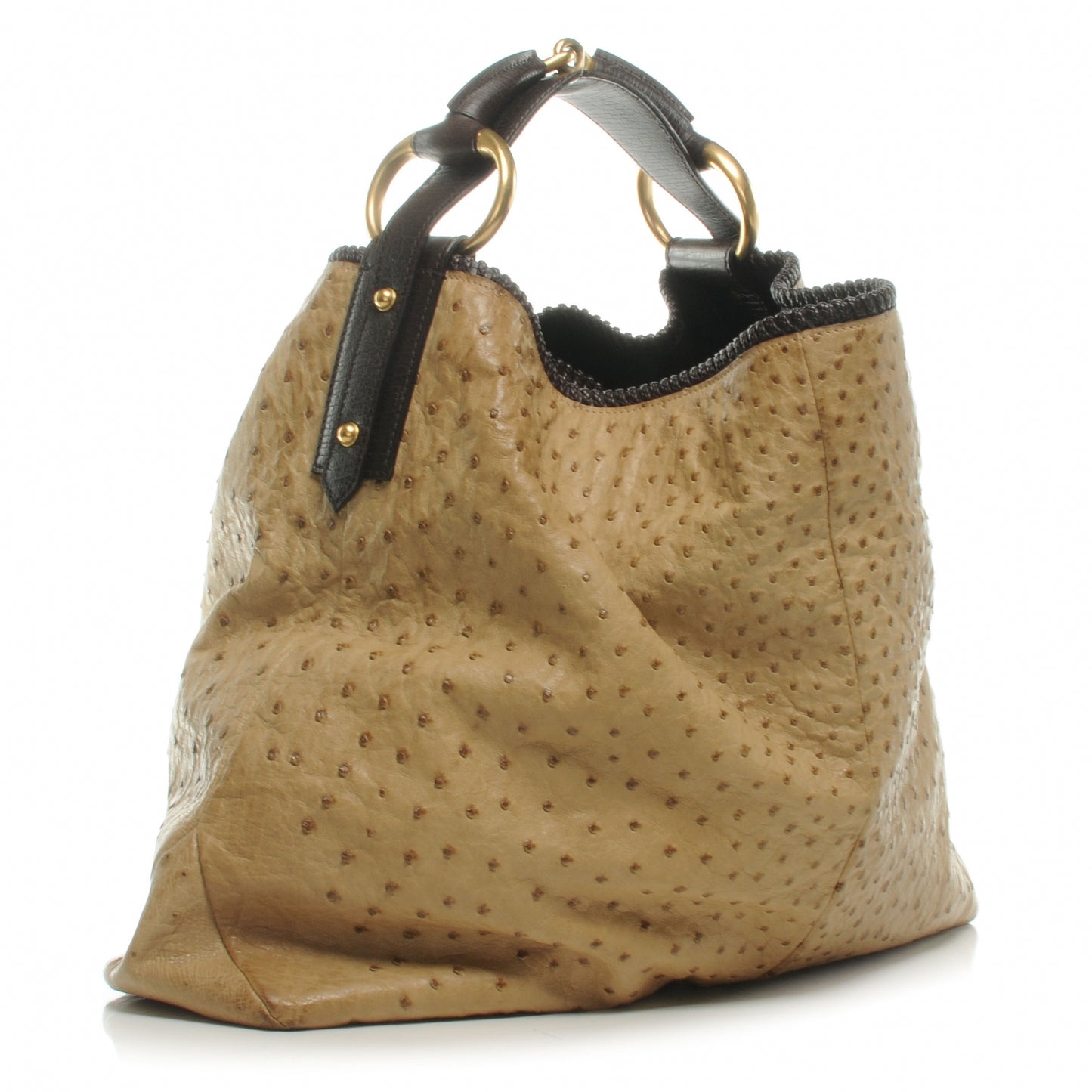 Ostrich Large Horsebit Chain Beige