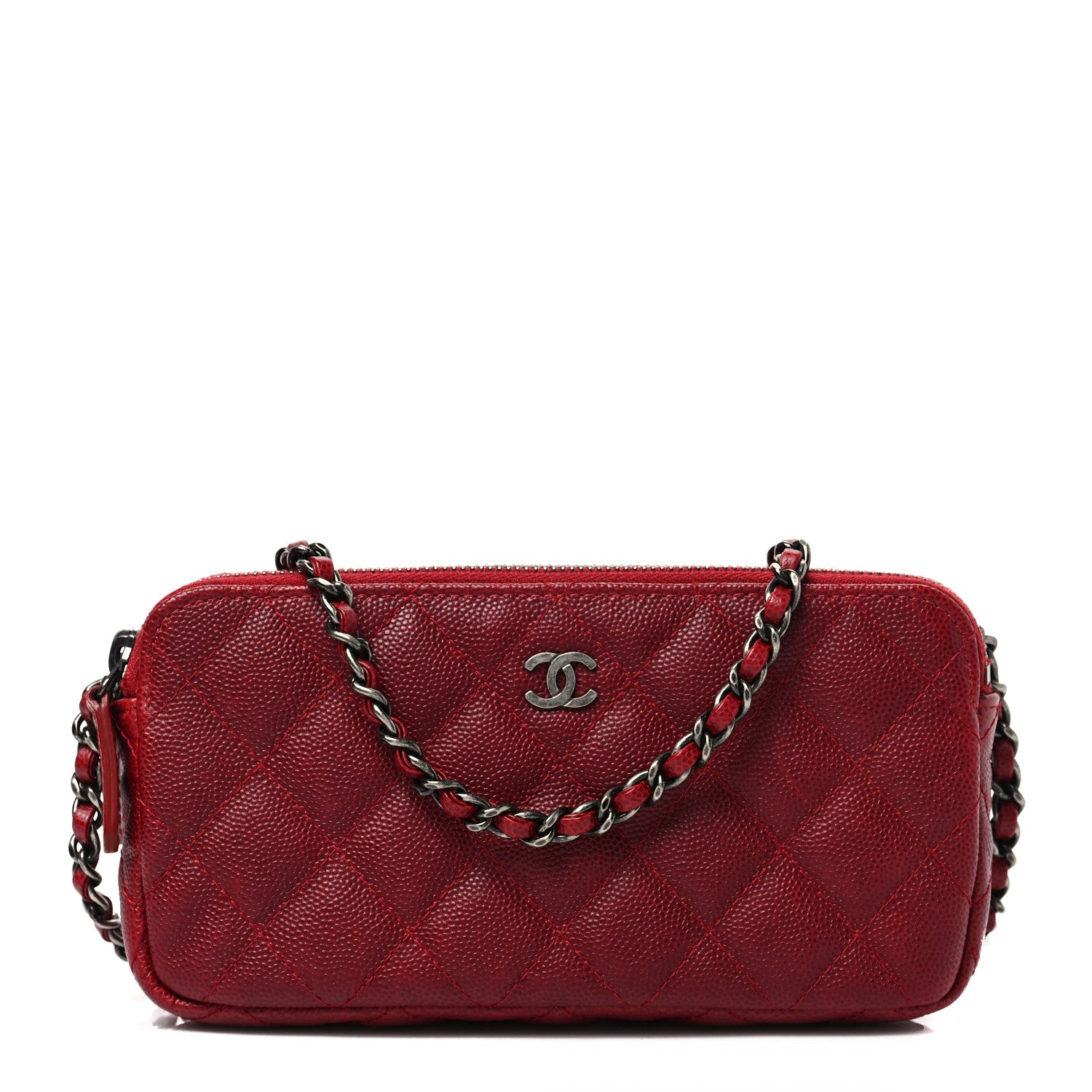 Chanel Caviar Quilted Small Clutch With Chain Red 1 of 8