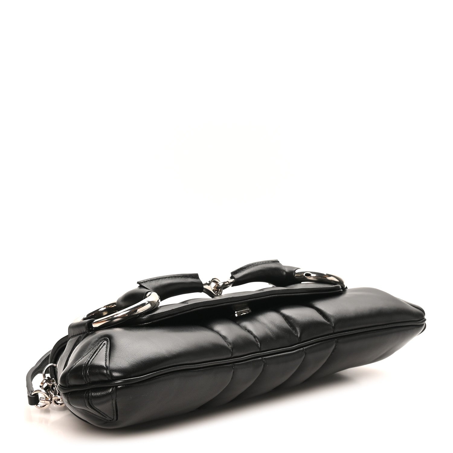 Gucci Nappa Vertical Matelasse Medium Maxi Horsebit Chain Shoulder Bag Black 4 of 11