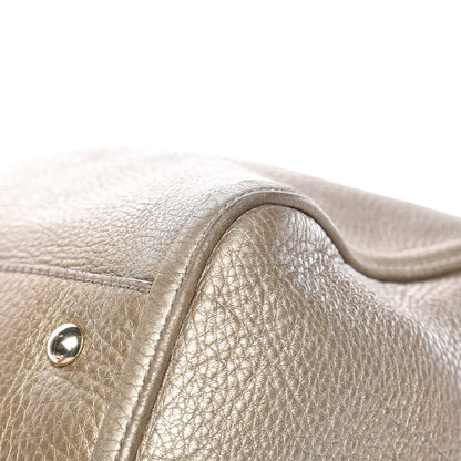 Gucci Metallic Pebbled Calfskin Large Soho Shoulder Bag Golden Beige 21 of 22