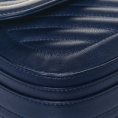 Chanel Calfskin Chevron Quilted Messenger Flap Navy 9 of 20