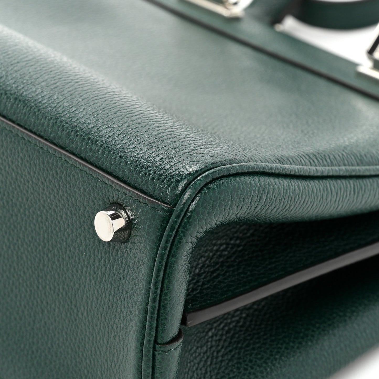 Grainy Calfskin Small Zumi Top Handle Bag Vintage Green