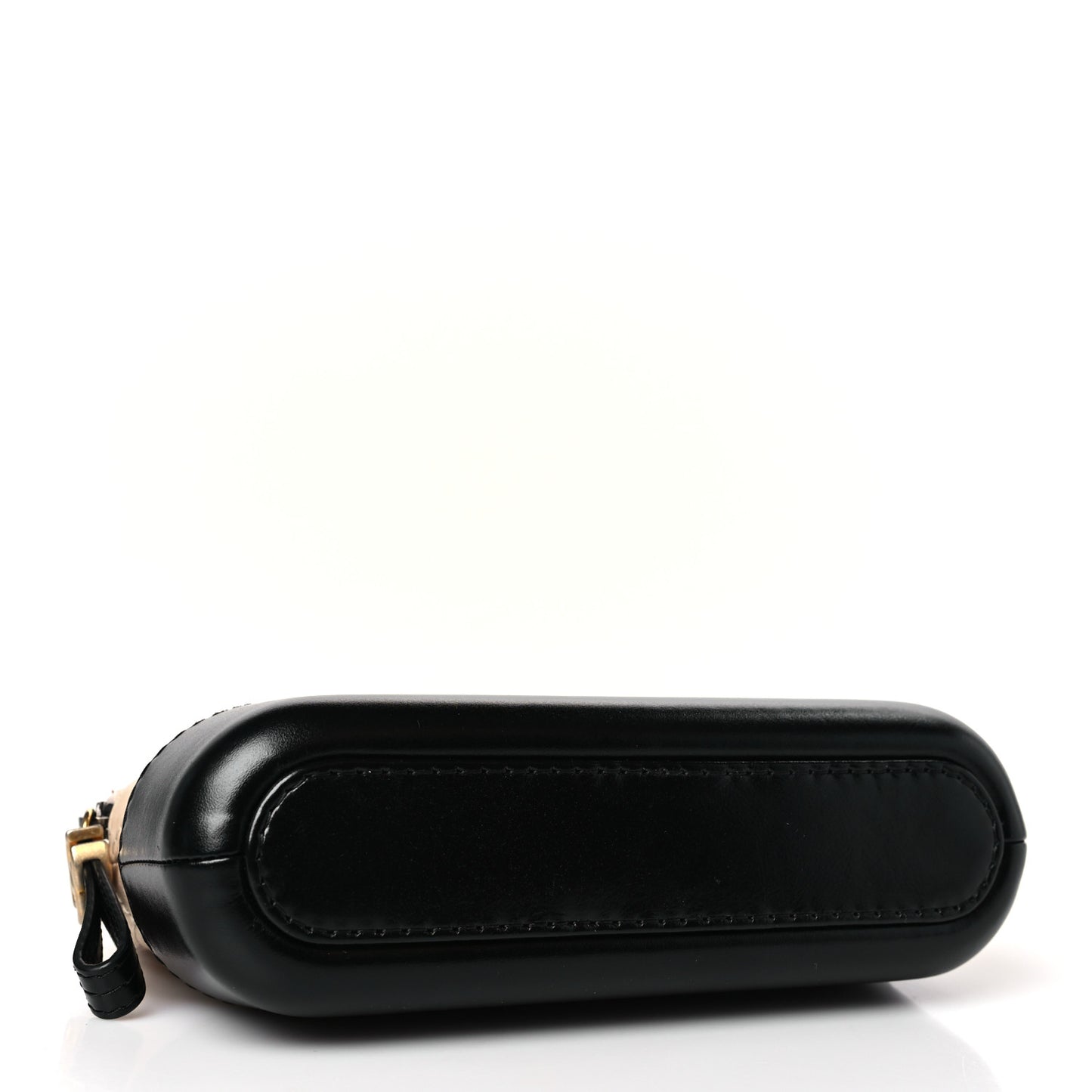 Aged Calfskin Quilted Small Gabrielle Clutch With Chain Beige Black