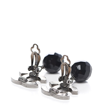 Chanel Ruthenium CC Bead Drop Clip On Earrings Black 3 of 5