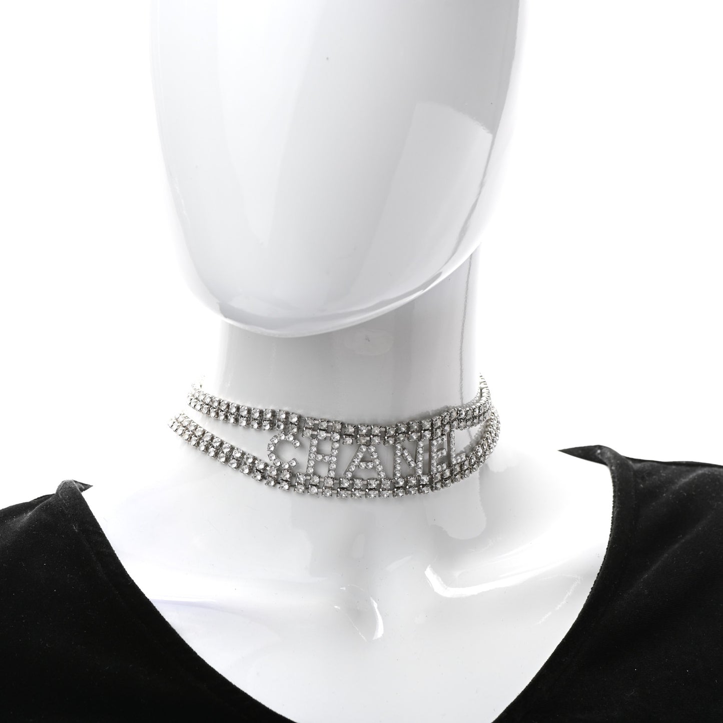 Crystal CC Logo Choker Necklace Silver