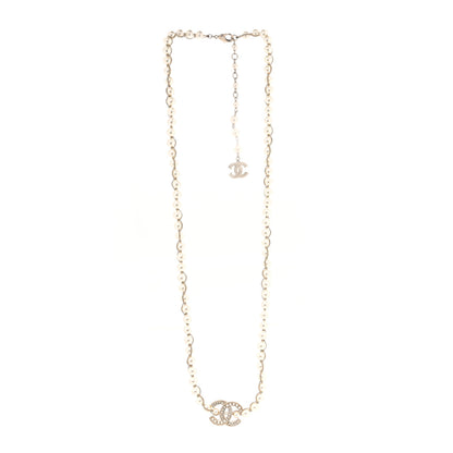 Chanel Metal Pearl Chain CC Long Necklace Gold 2 of 3